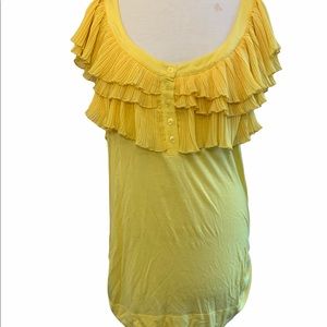 BCBGeneration Women Yellow Short Sleeve Top S XL